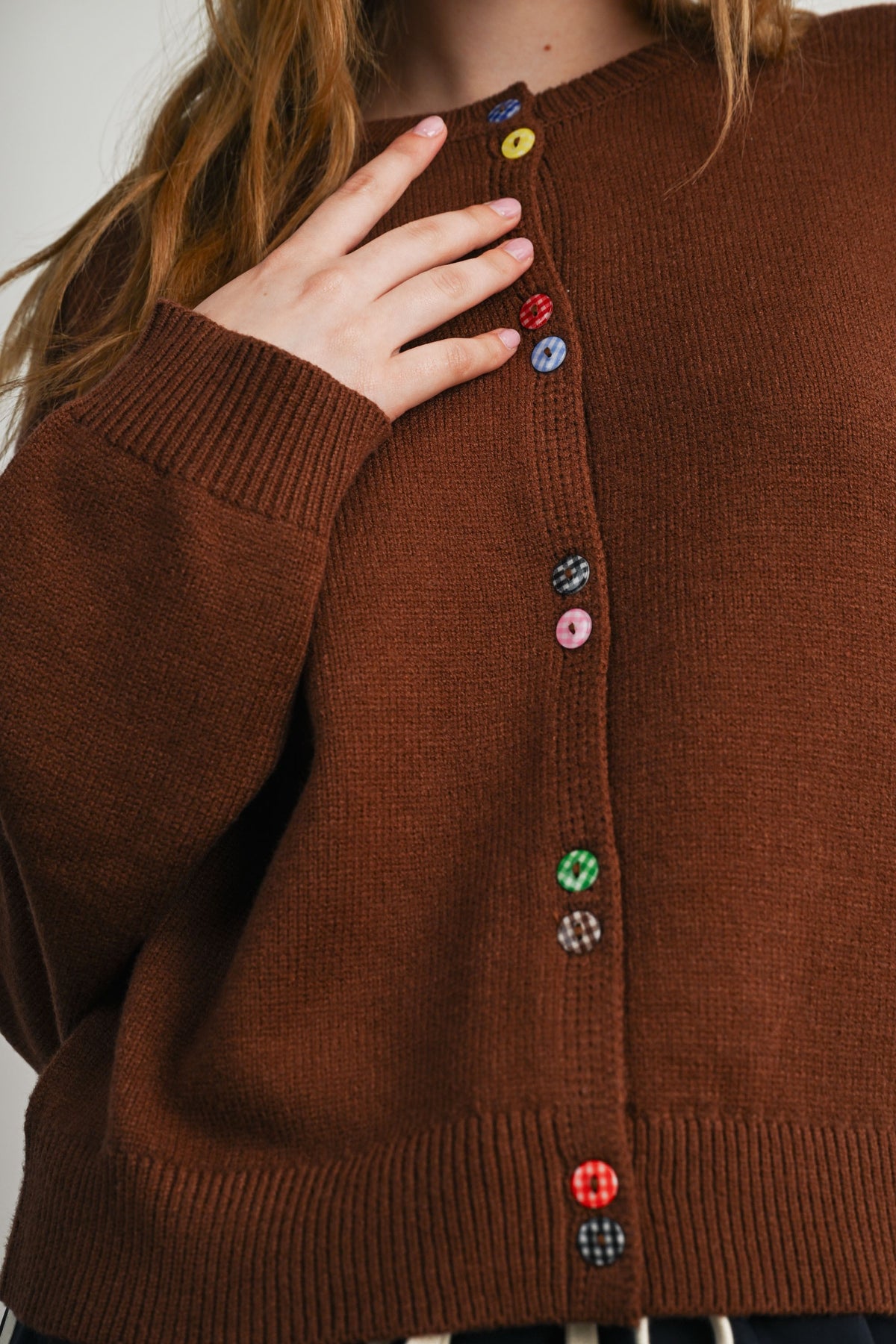 Cropped Cardigan - Brown