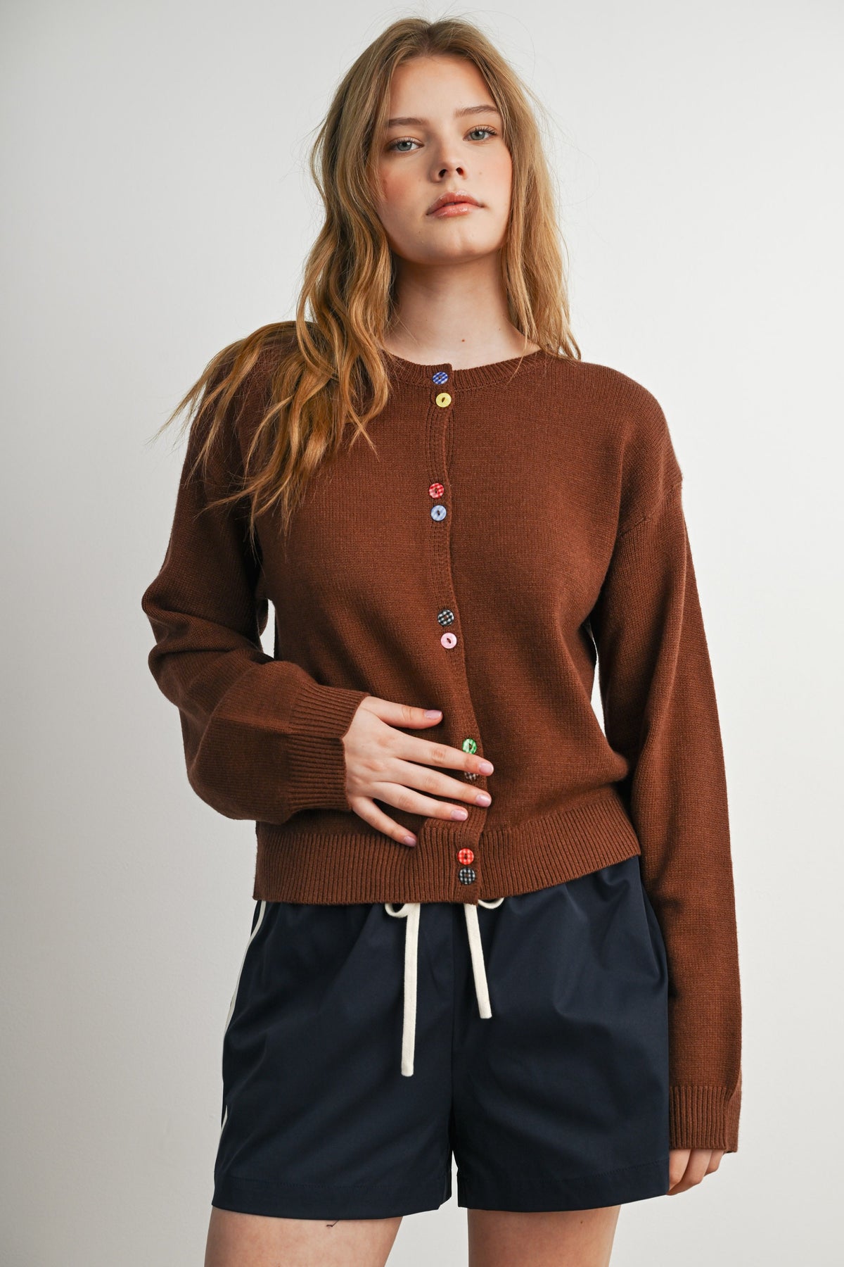 Cropped Cardigan - Brown