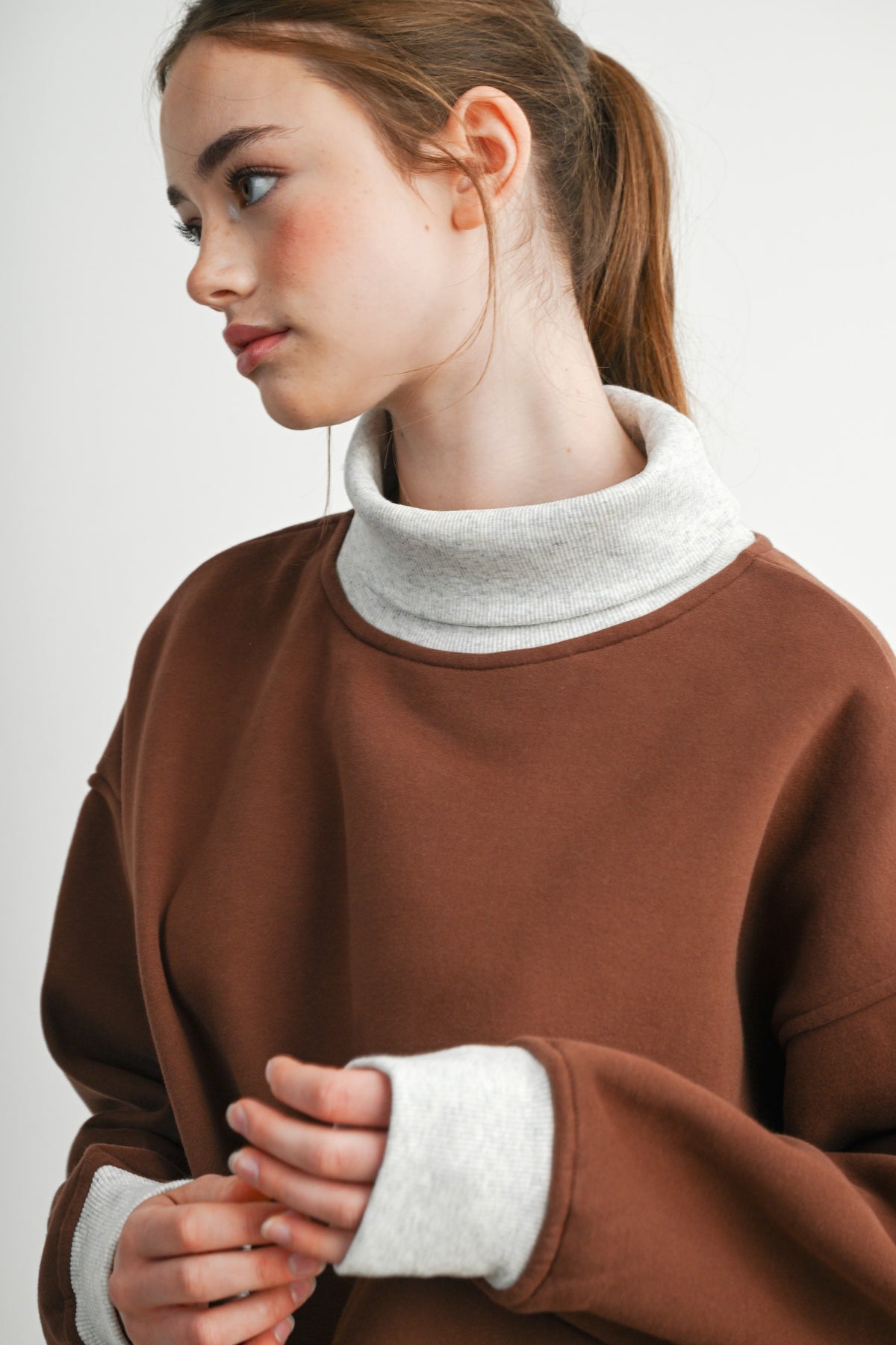 Oversized Sweatshirt - Brown/Grey