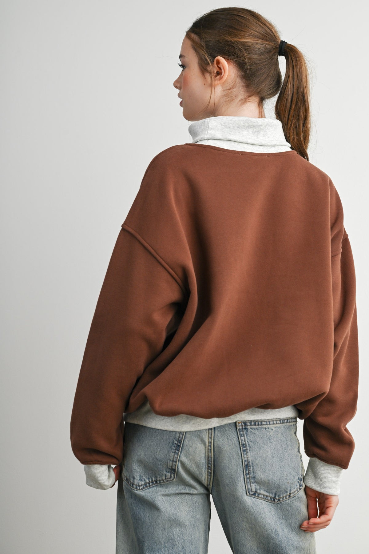 Oversized Sweatshirt - Brown/Grey