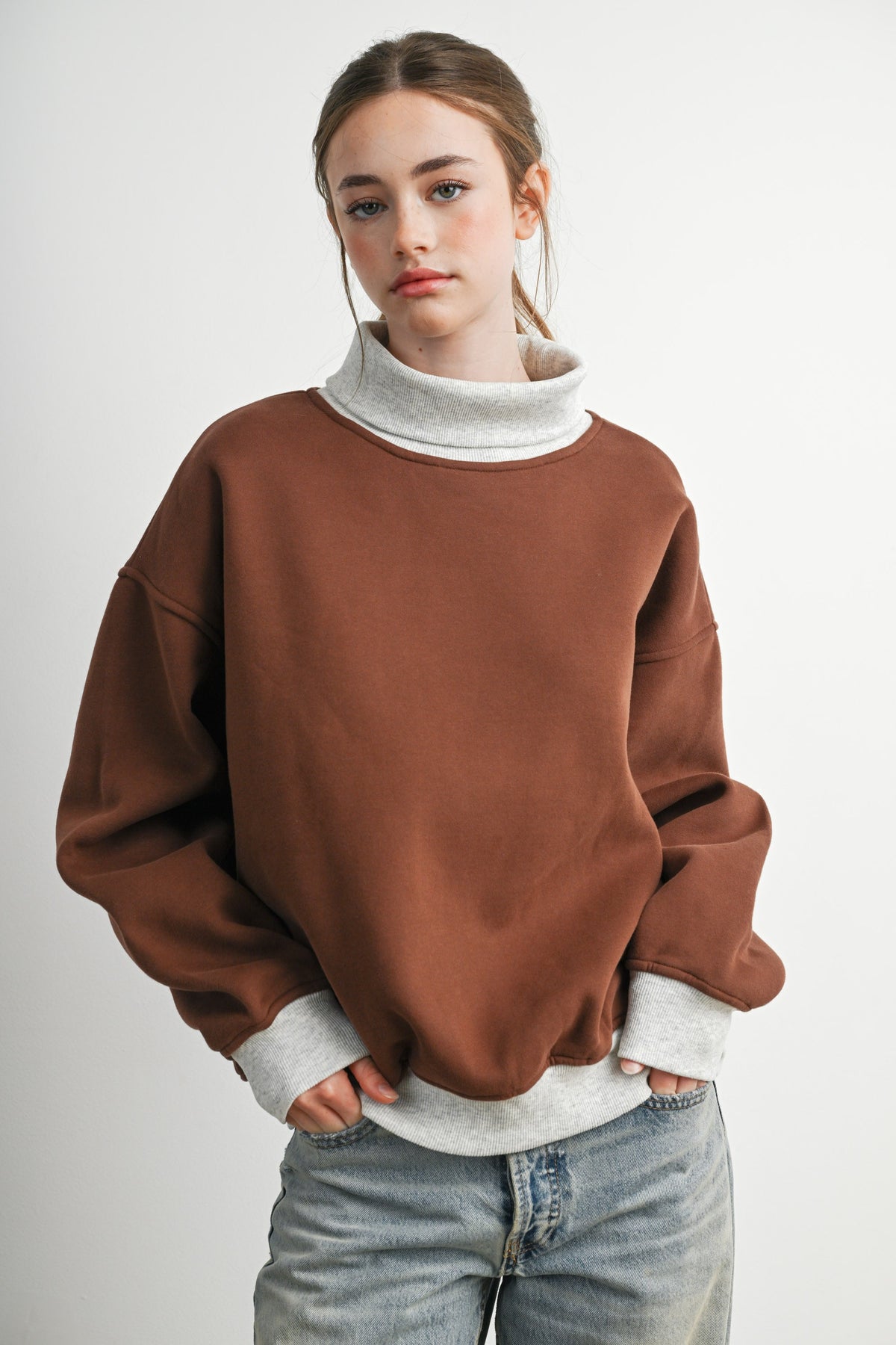 Oversized Sweatshirt - Brown/Grey