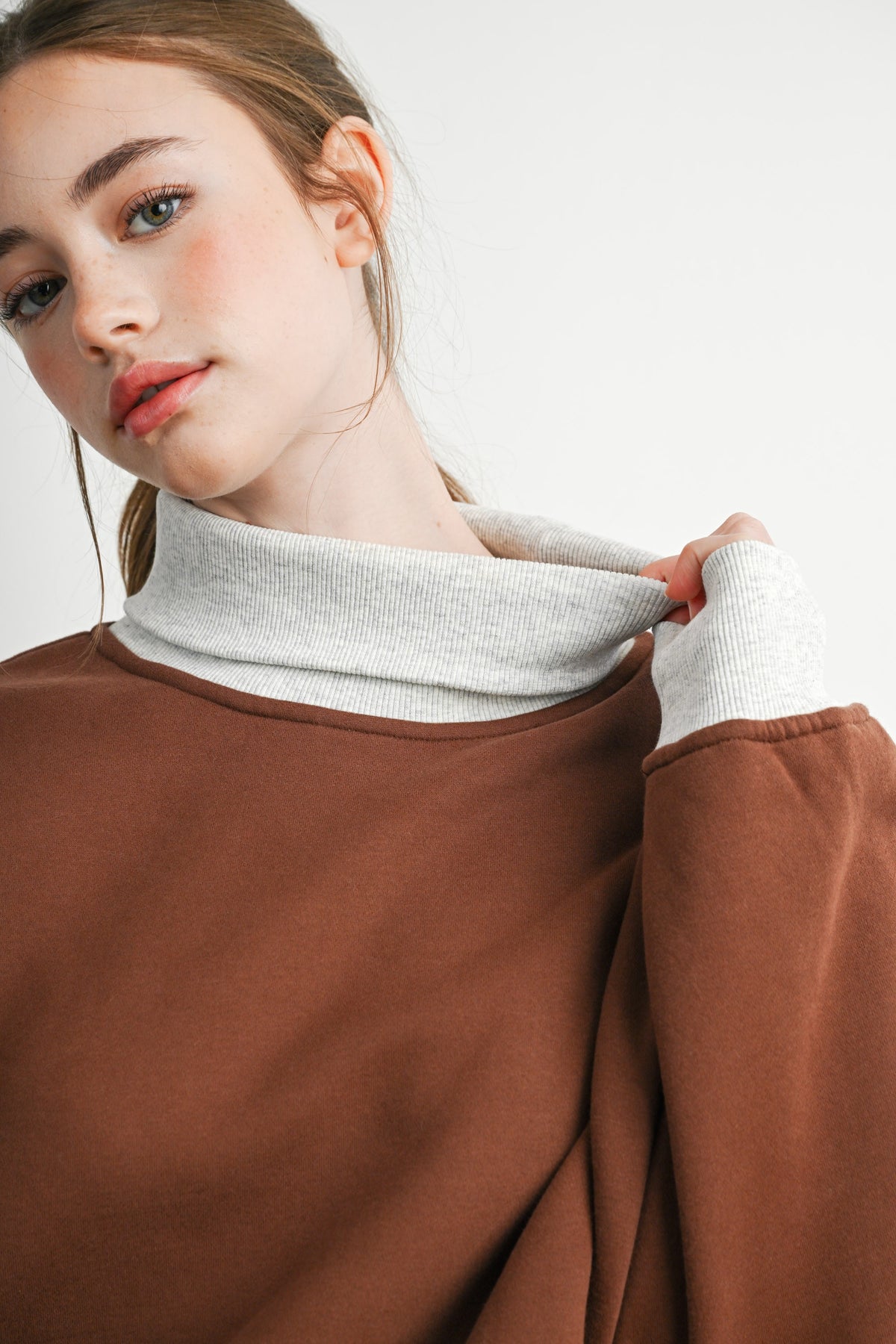 Oversized Sweatshirt - Brown/Grey