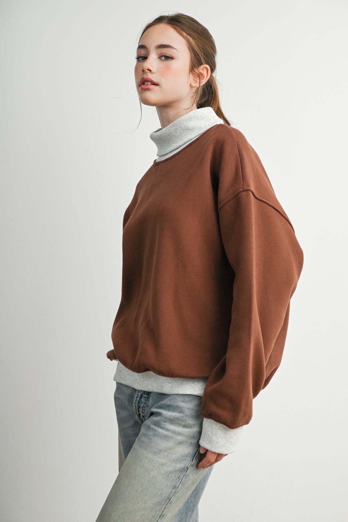 Oversized Sweatshirt - Brown/Grey