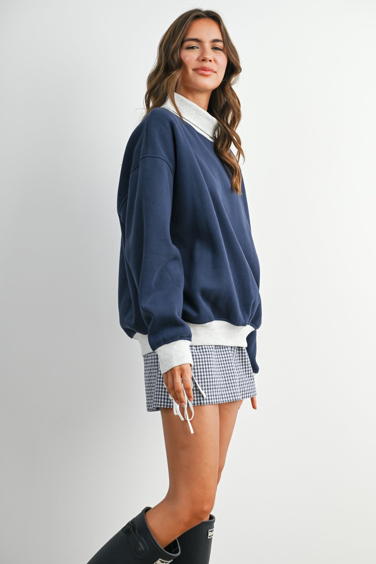 Oversized Sweatshirt - Navy/Grey