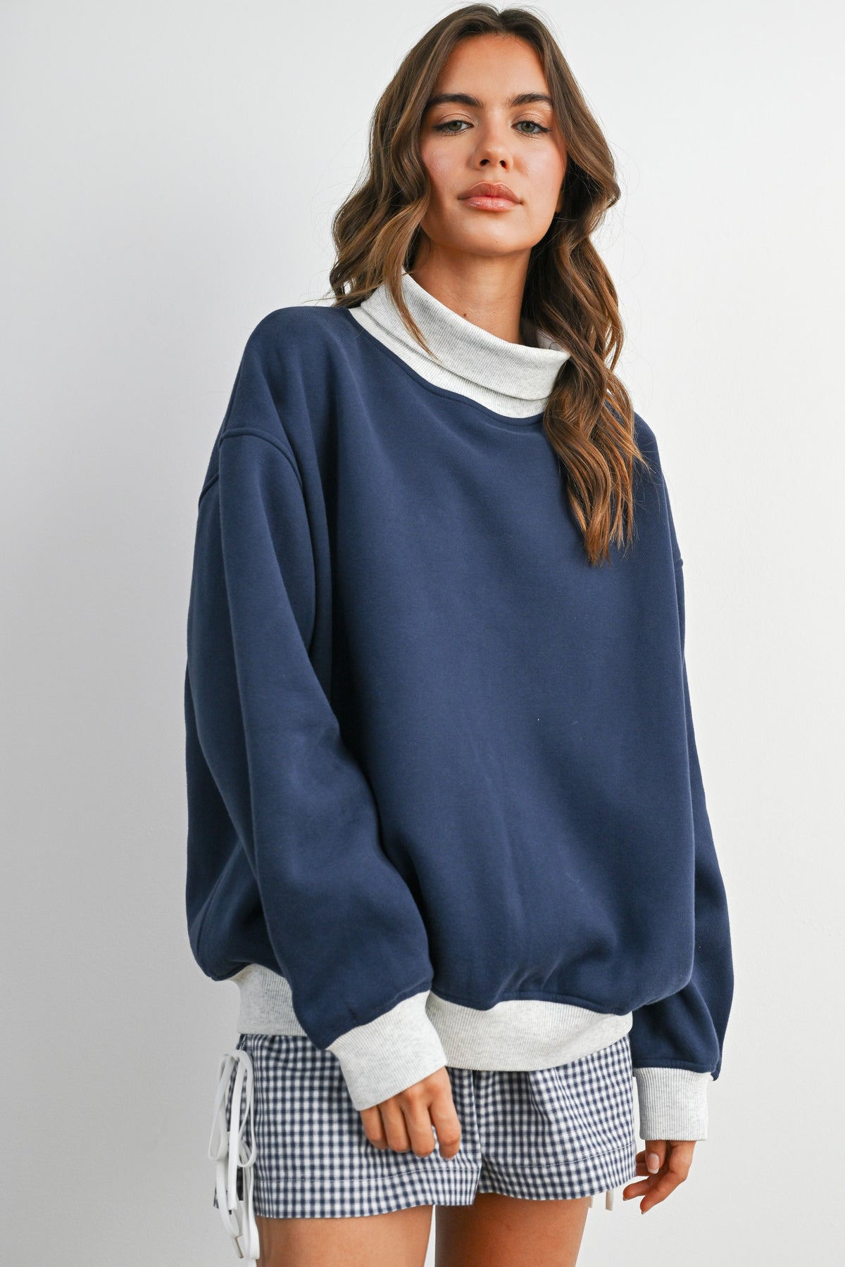 Oversized Sweatshirt - Navy/Grey