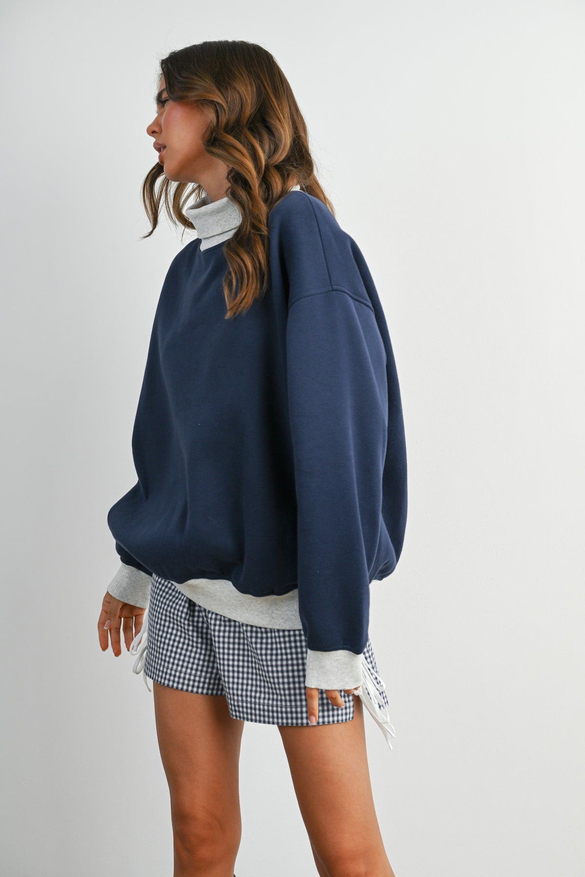 Oversized Sweatshirt - Navy/Grey