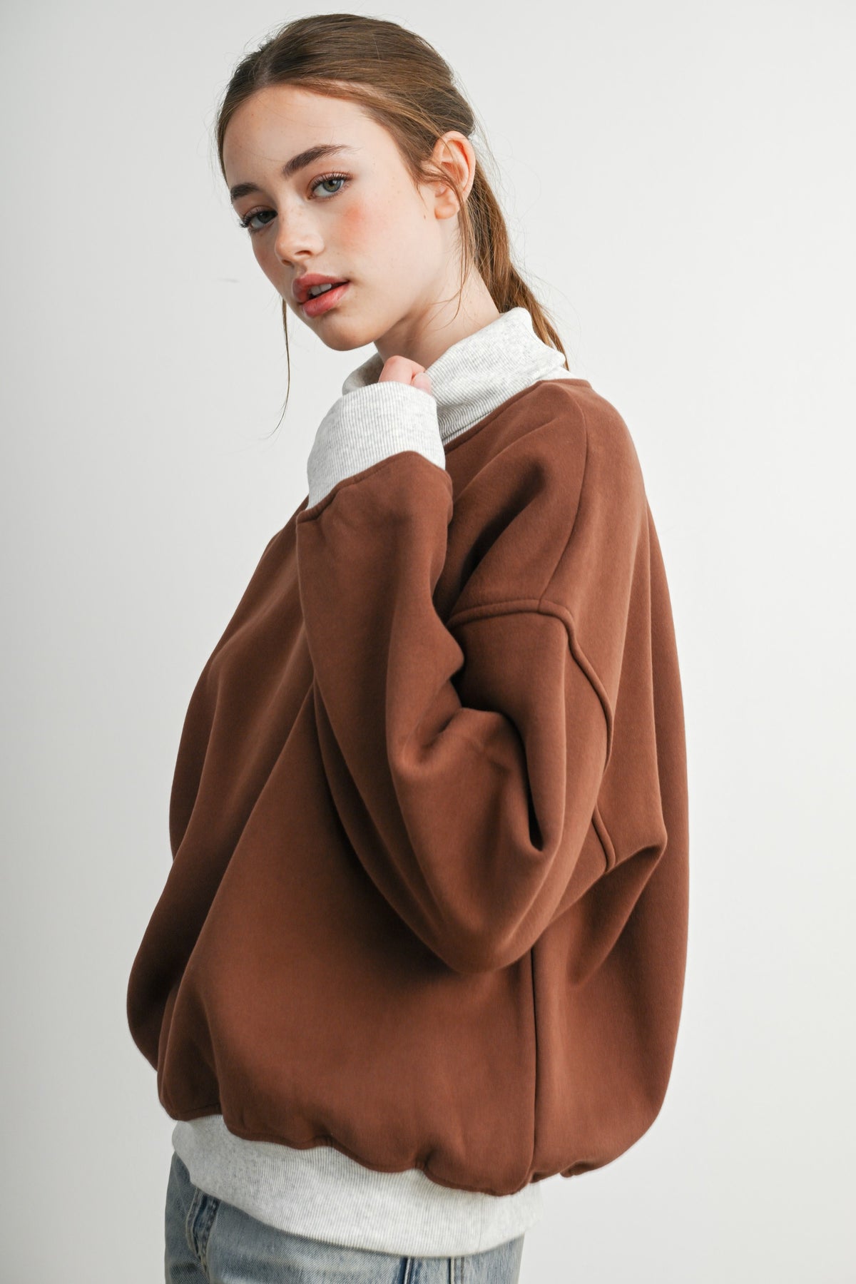 Oversized Sweatshirt - Brown/Grey