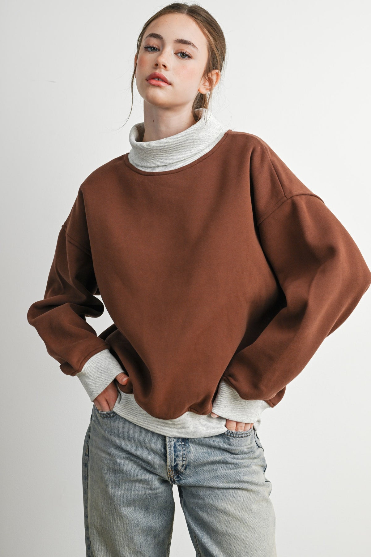 Oversized Sweatshirt - Brown/Grey
