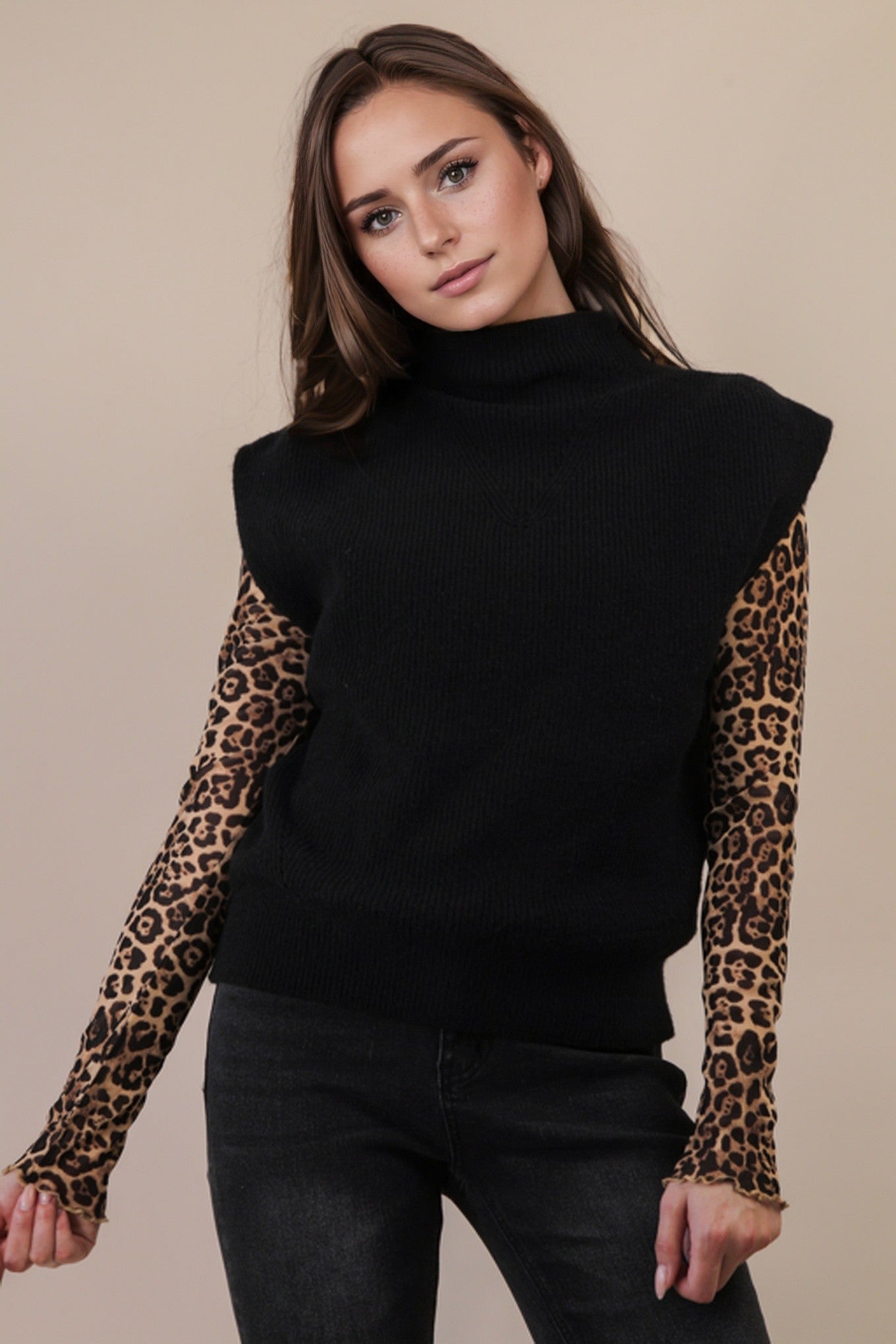 Soft Knit Sweater Vest - Black