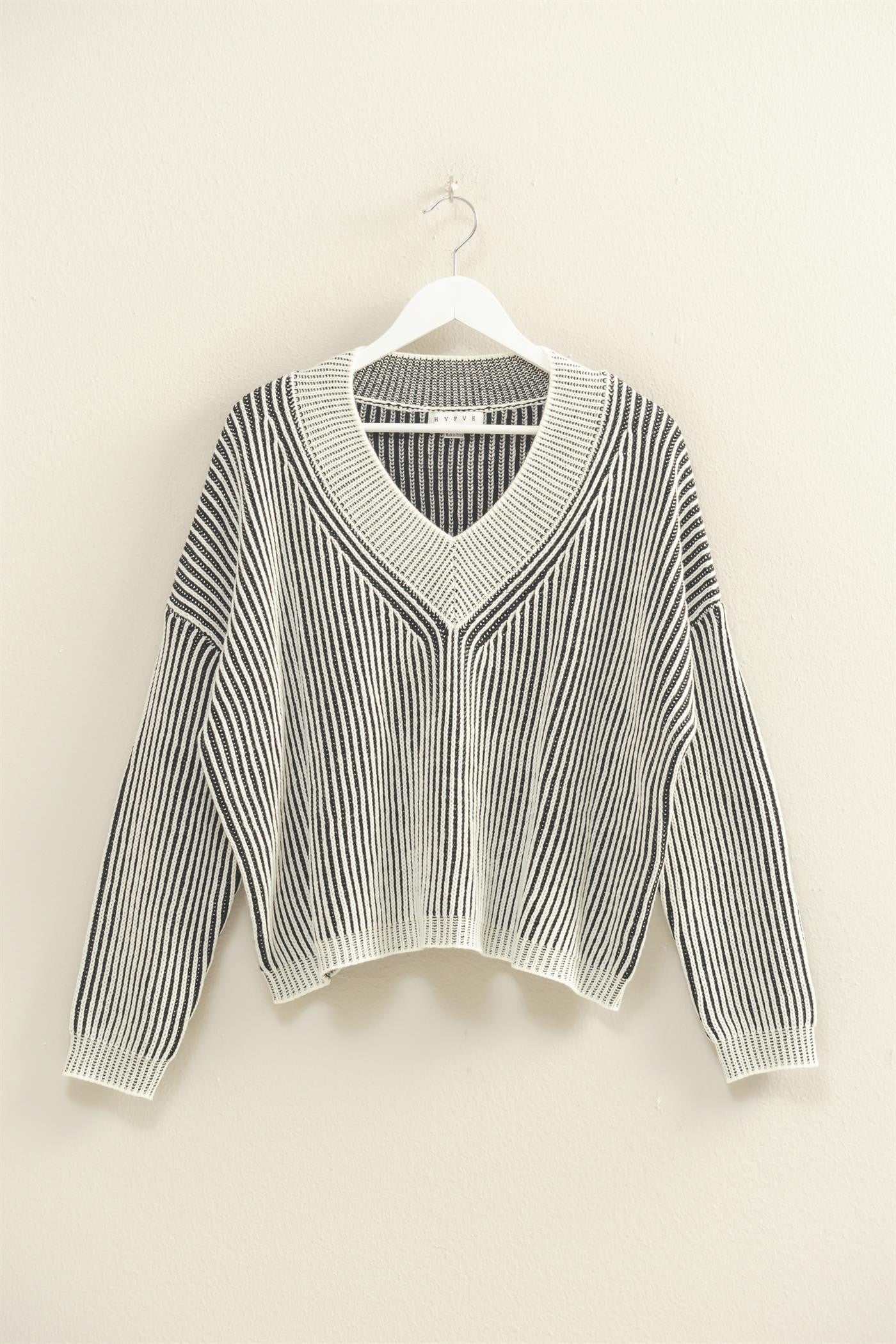 Striped Casual Sweater - Black