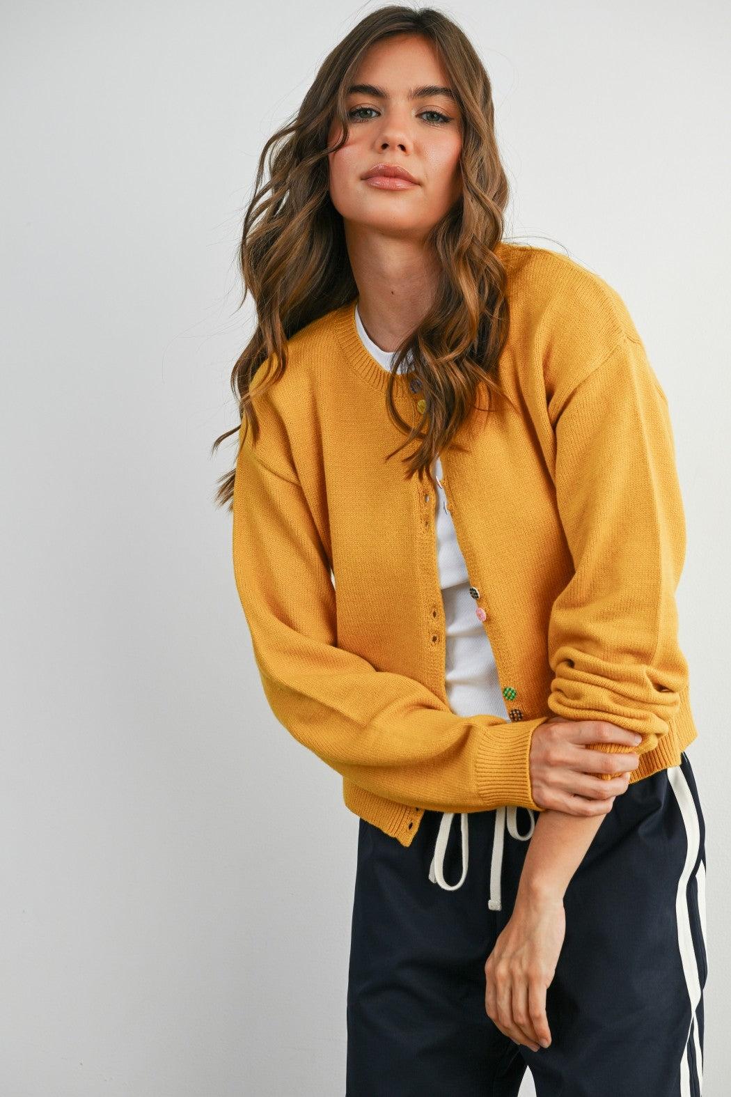 Cropped Cardigan - Mustard