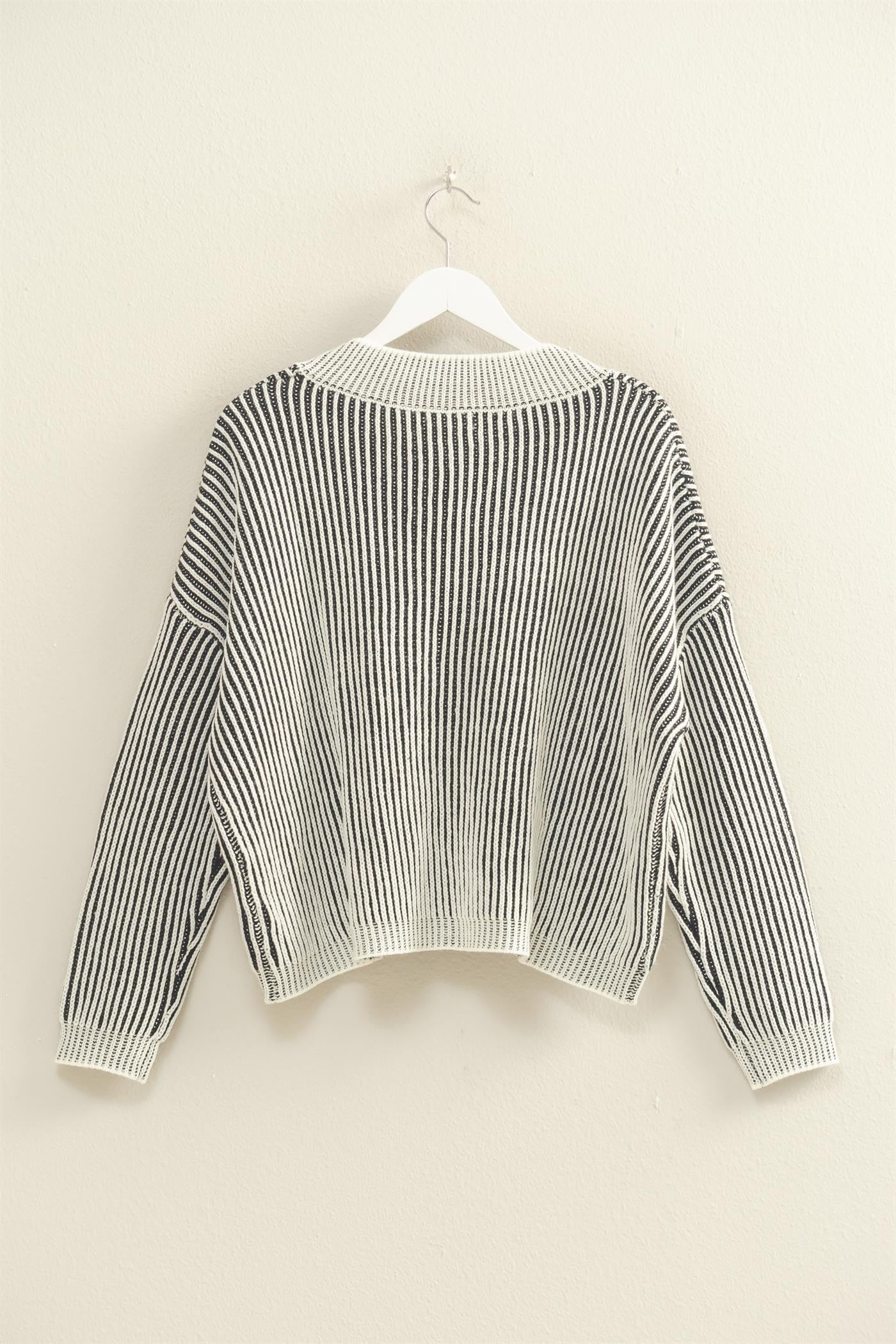 Striped Casual Sweater - Black