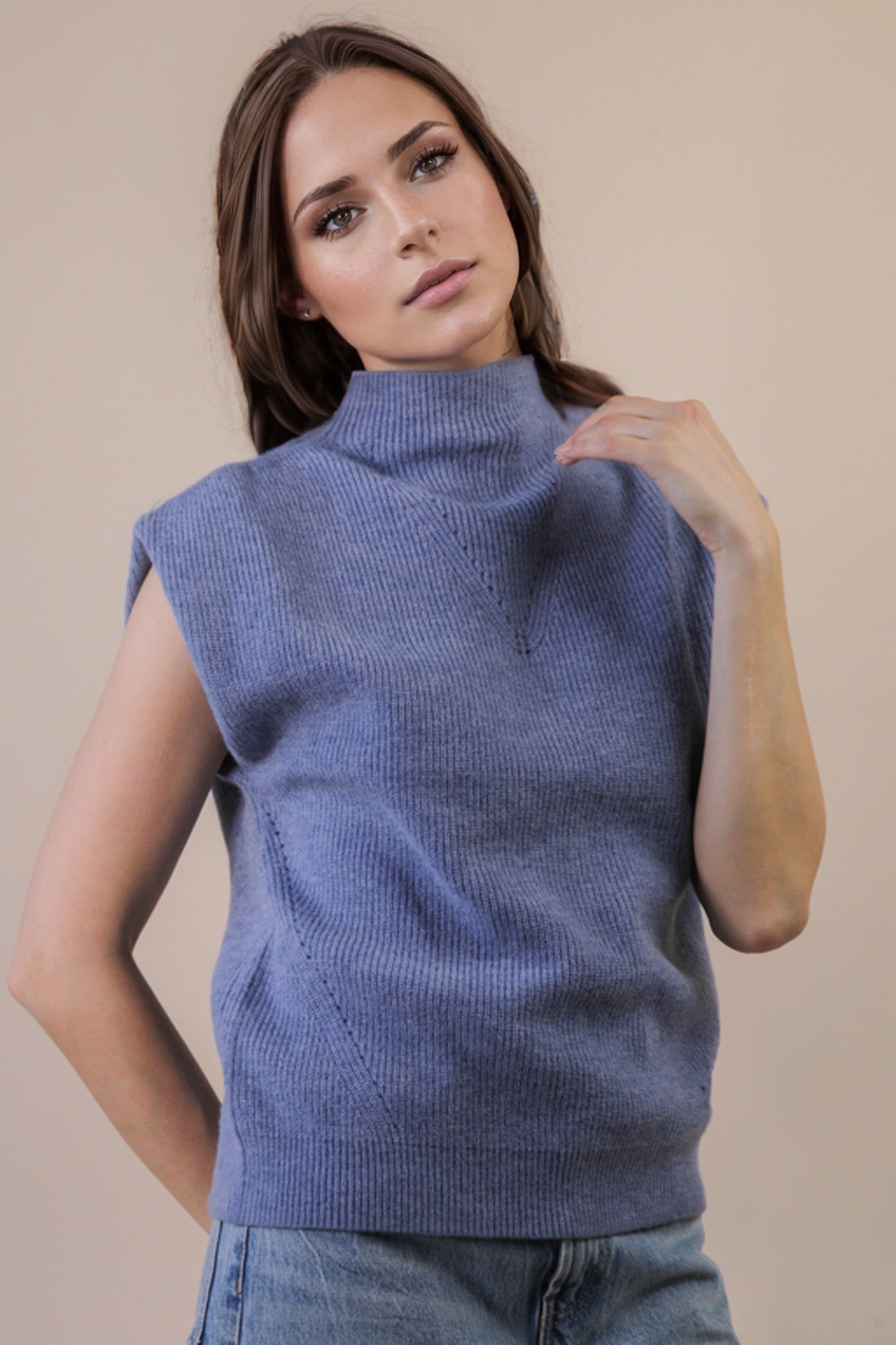 Soft Knit Sweater Vest - Slate Blue