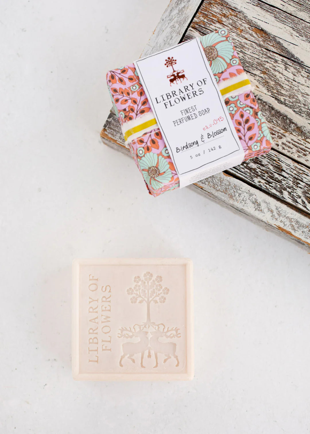 Blue Flowers & Pink Leaves Square Soap