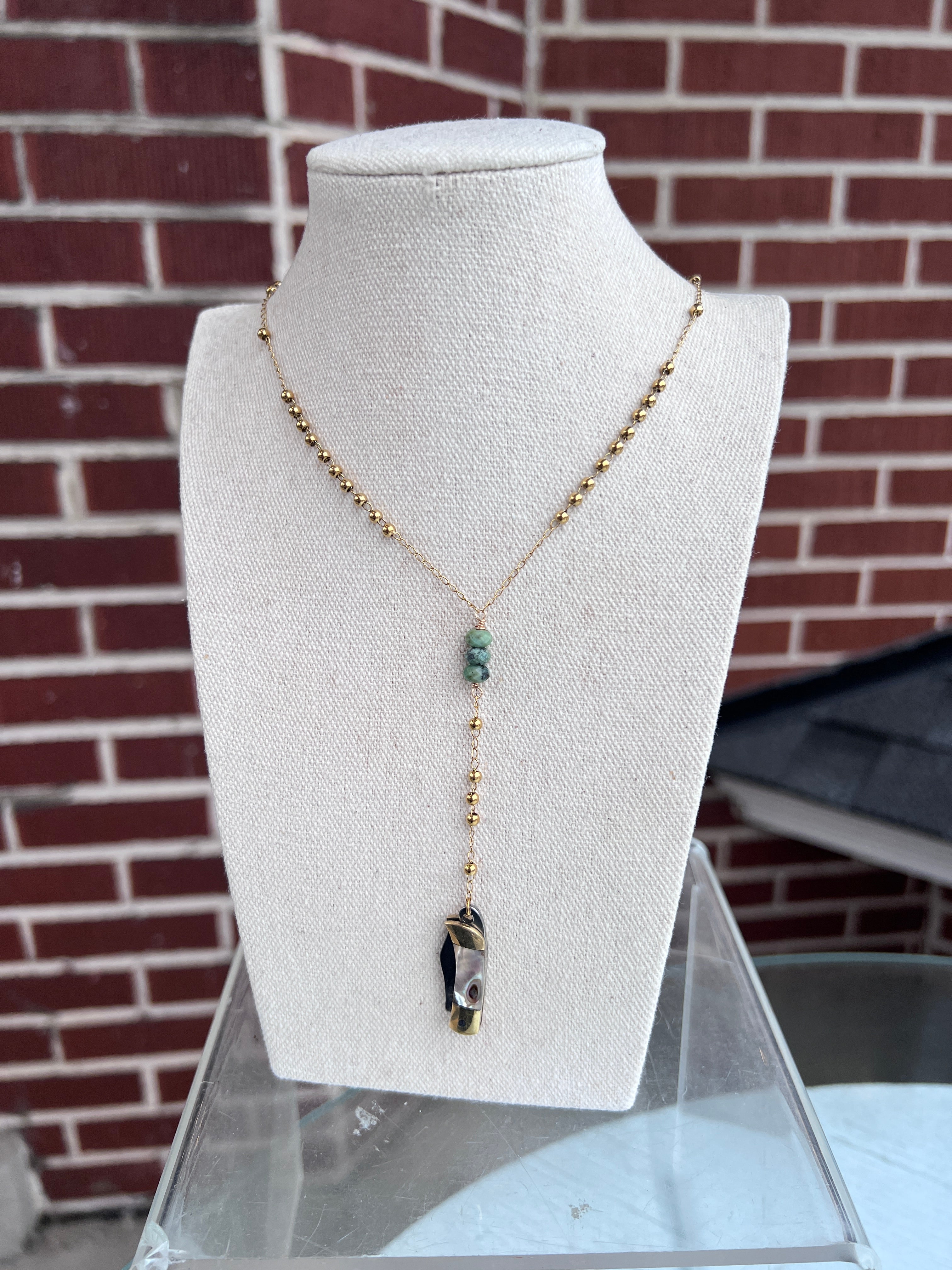 Y Lariat Gemstone Knife Necklace