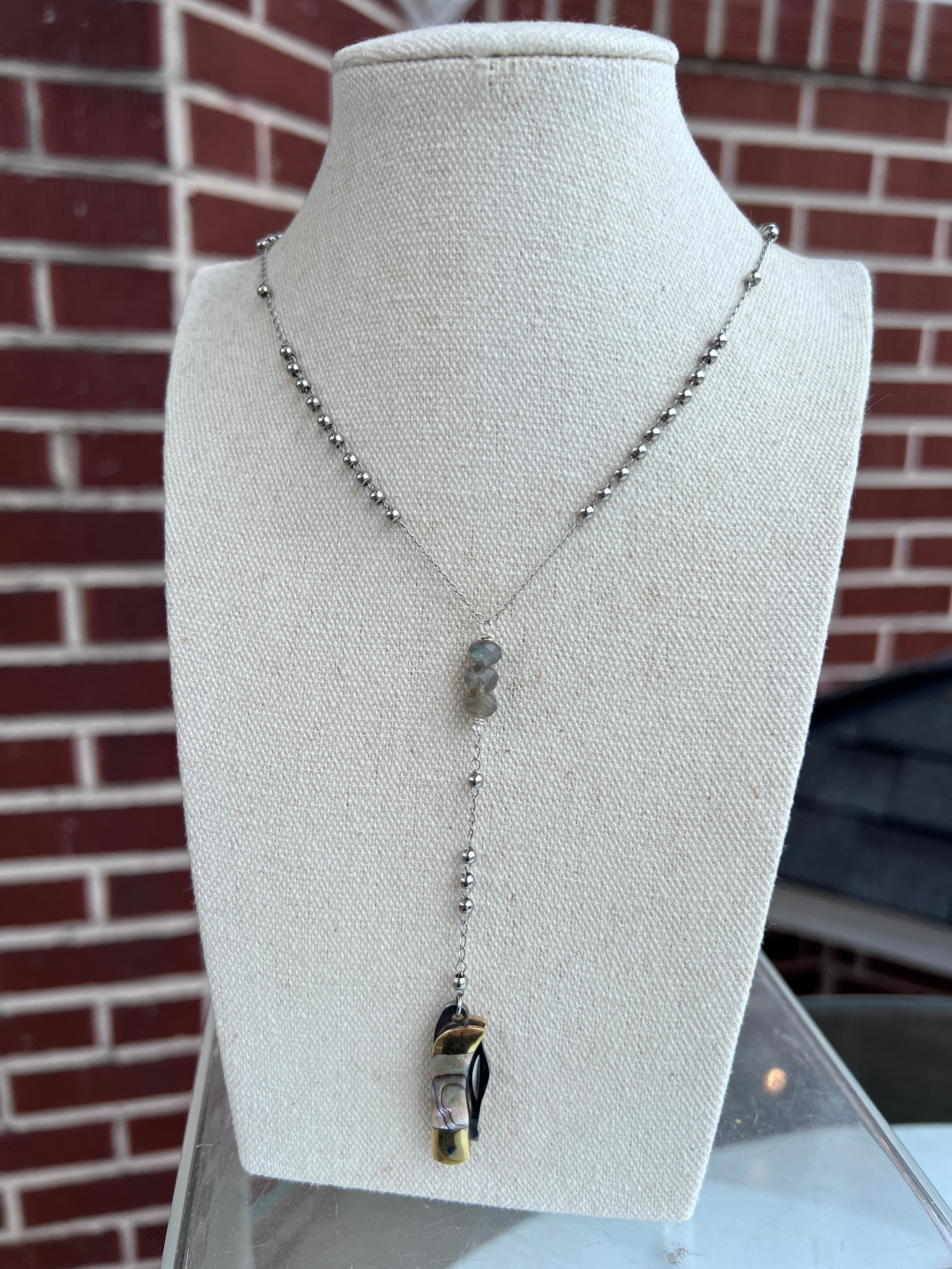 Y Lariat Gemstone Knife Necklace