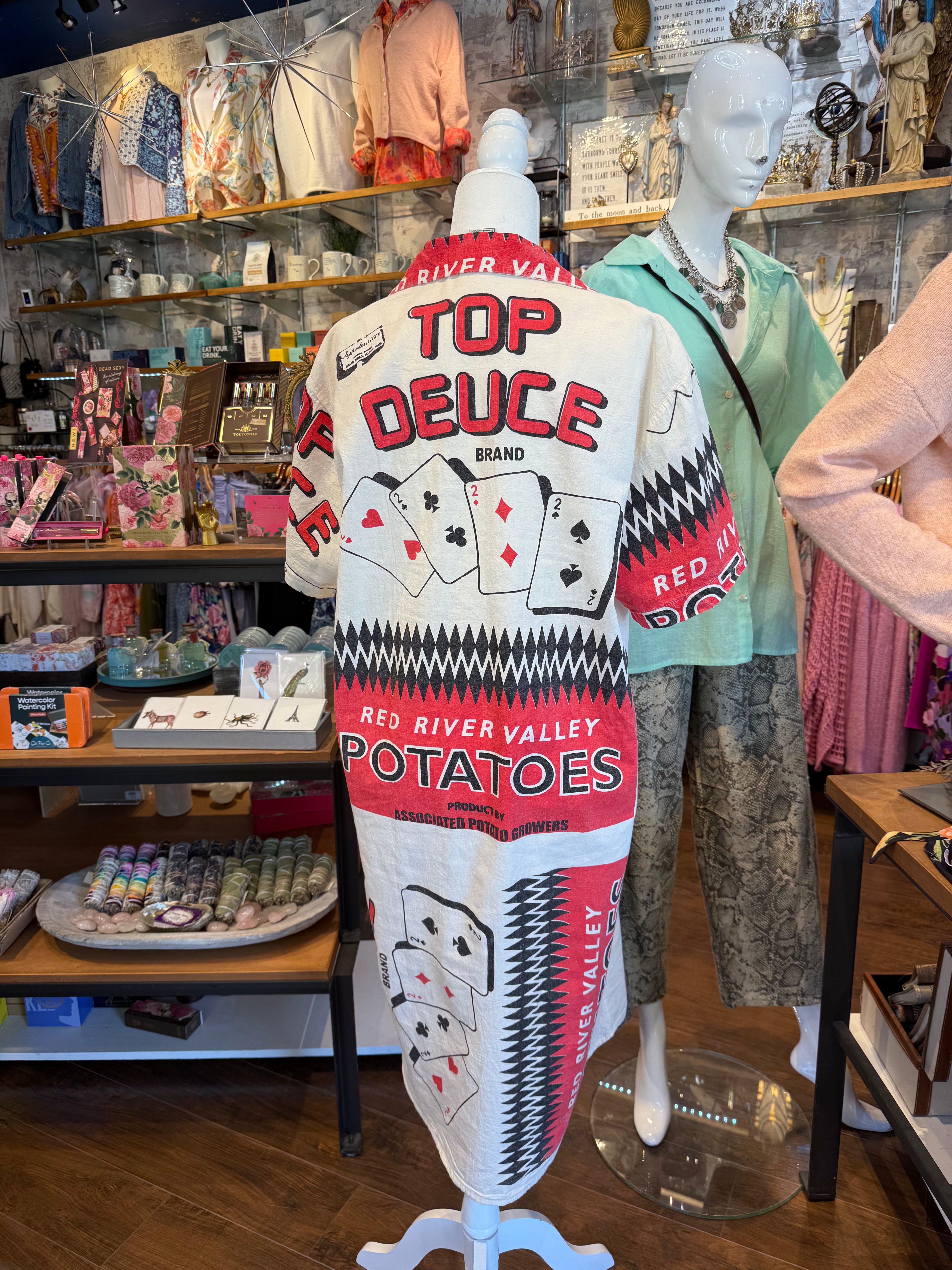 Poker Cards Vintage Print Duster Dress