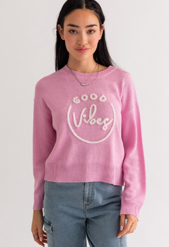 "Good Vibes" Pullover - Pink