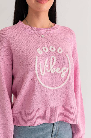 "Good Vibes" Pullover - Pink