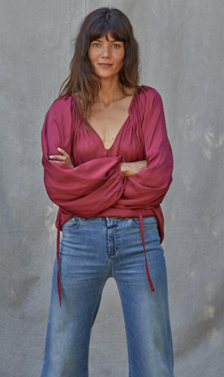 Sue Satin Top - Ruby