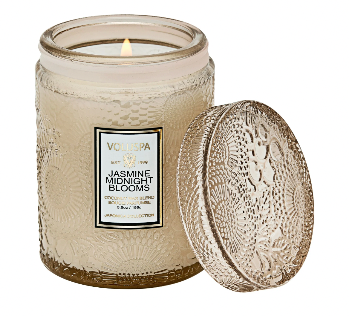 Jasmine Midnight Blooms Small Glass Jar Candle
