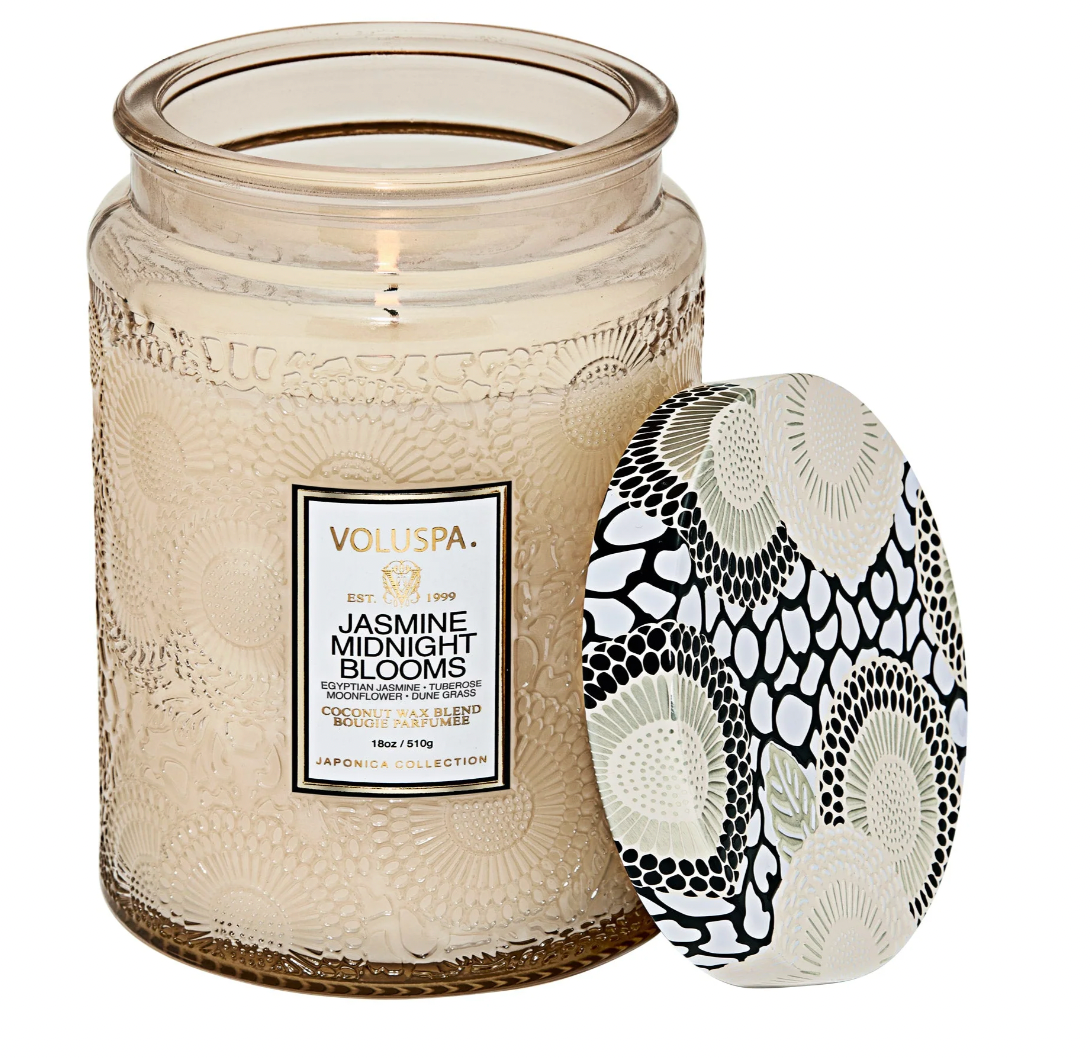 Jasmine Midnight Blooms Large Glass Candle