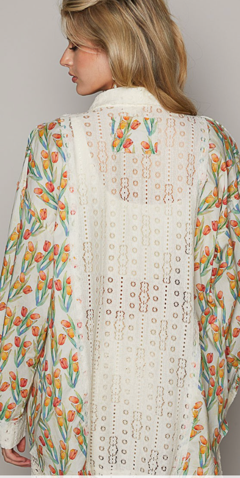 Oversized Long Sleeve Patterned Shirt
