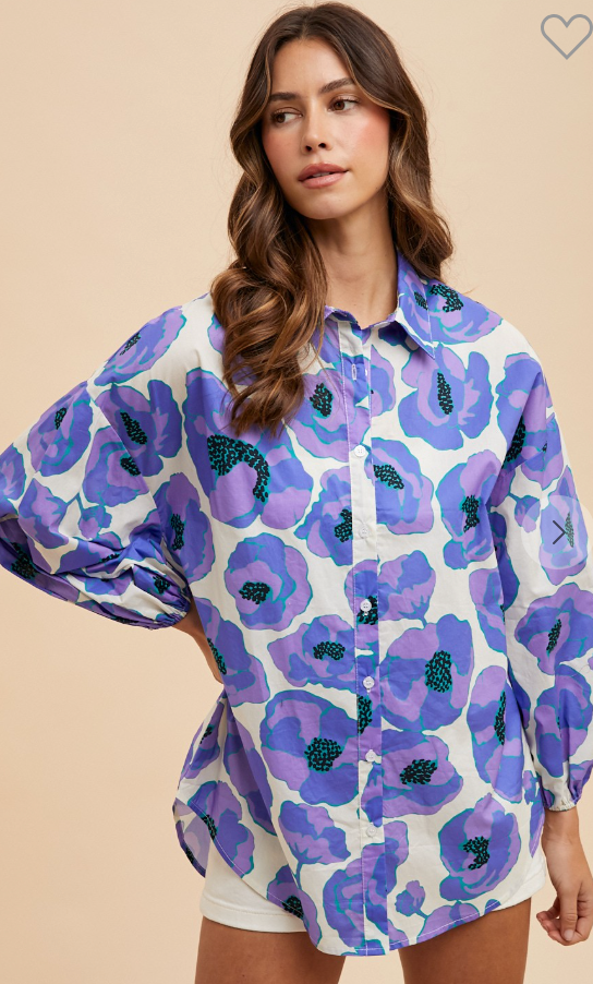 Large Flower Printed Blouse