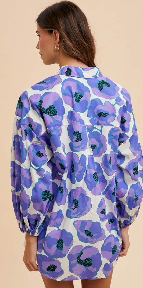 Large Flower Printed Blouse