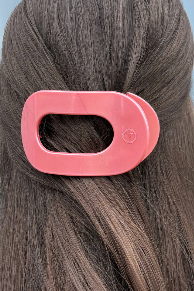 Large Round Flat Hair Clip - Calming Coral