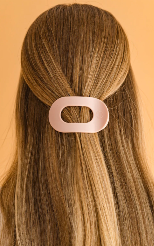 Small Round Flat Hair Clip - Pearly Pink