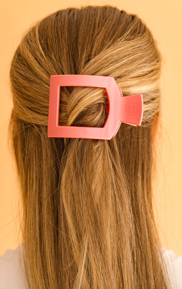 Large Square Flat Hair Clip - Calming Coral