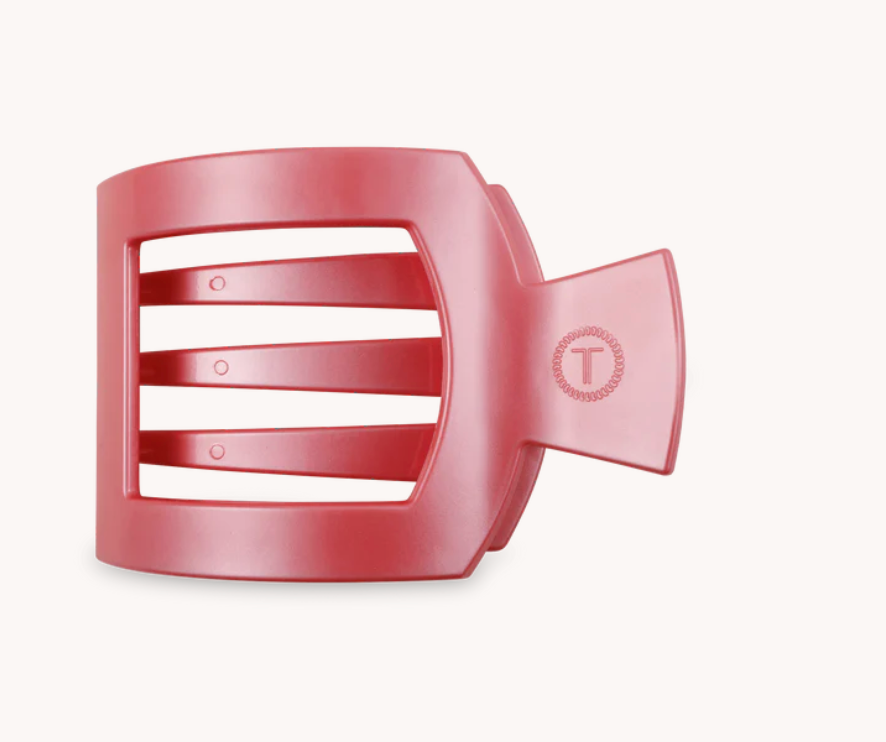 Medium Square Flat Hair Clip - Calming Coral