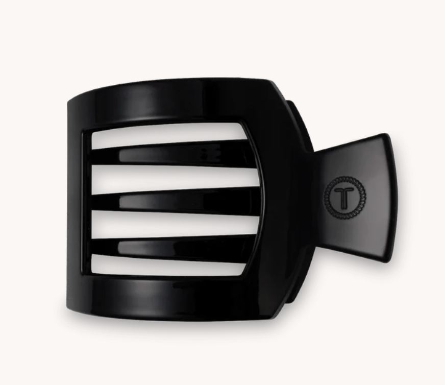 Jet Black Medium Flat Square Hair Clip