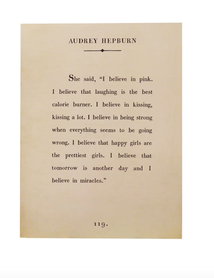 Audrey Hepburn Book Collection Art Poster - Cream