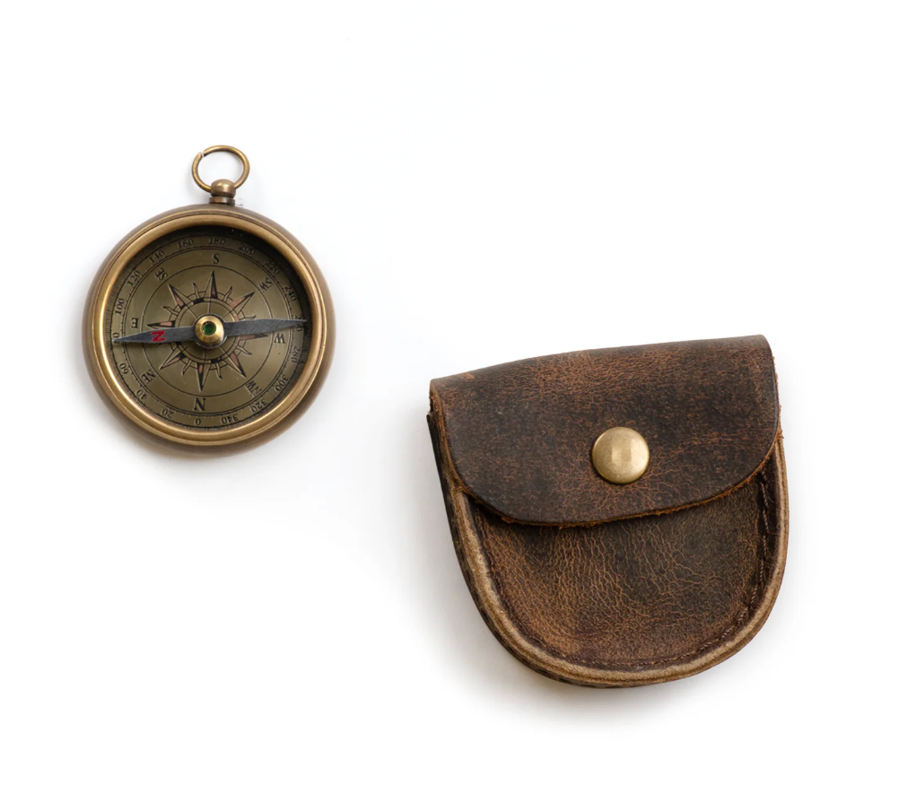 J. Cricket Compass with Leather Pouch