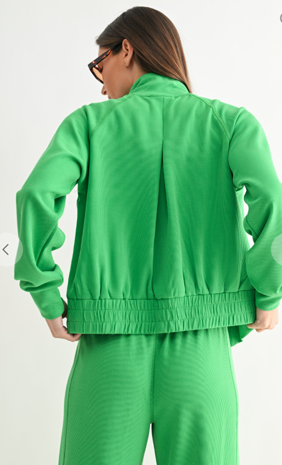 Green Pop Luxe Zip-Up Jacket