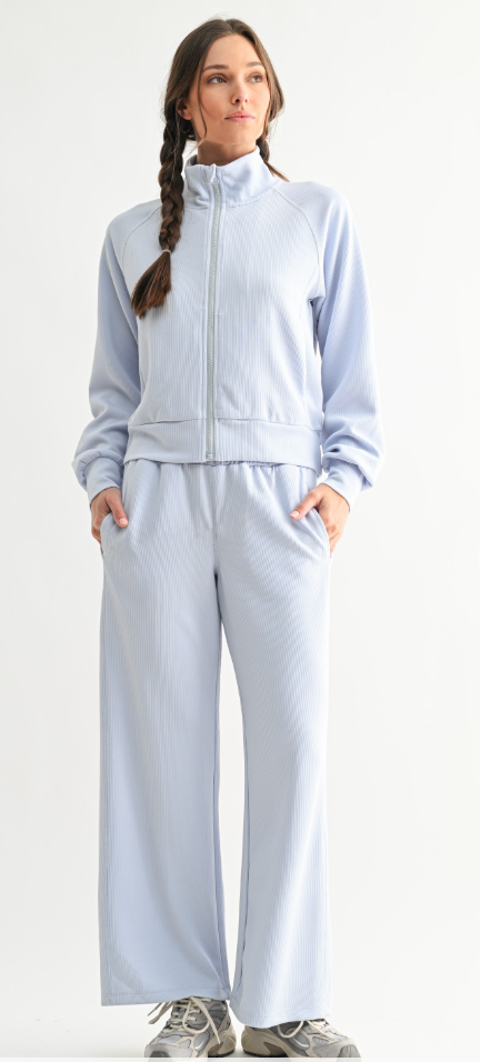 Halogen Blue Luxe Zip-Up Jacket