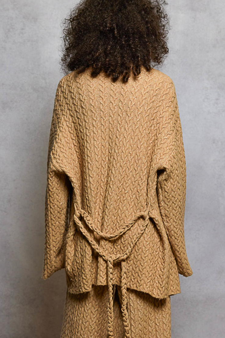 Cable Knit Cardigan- Latte