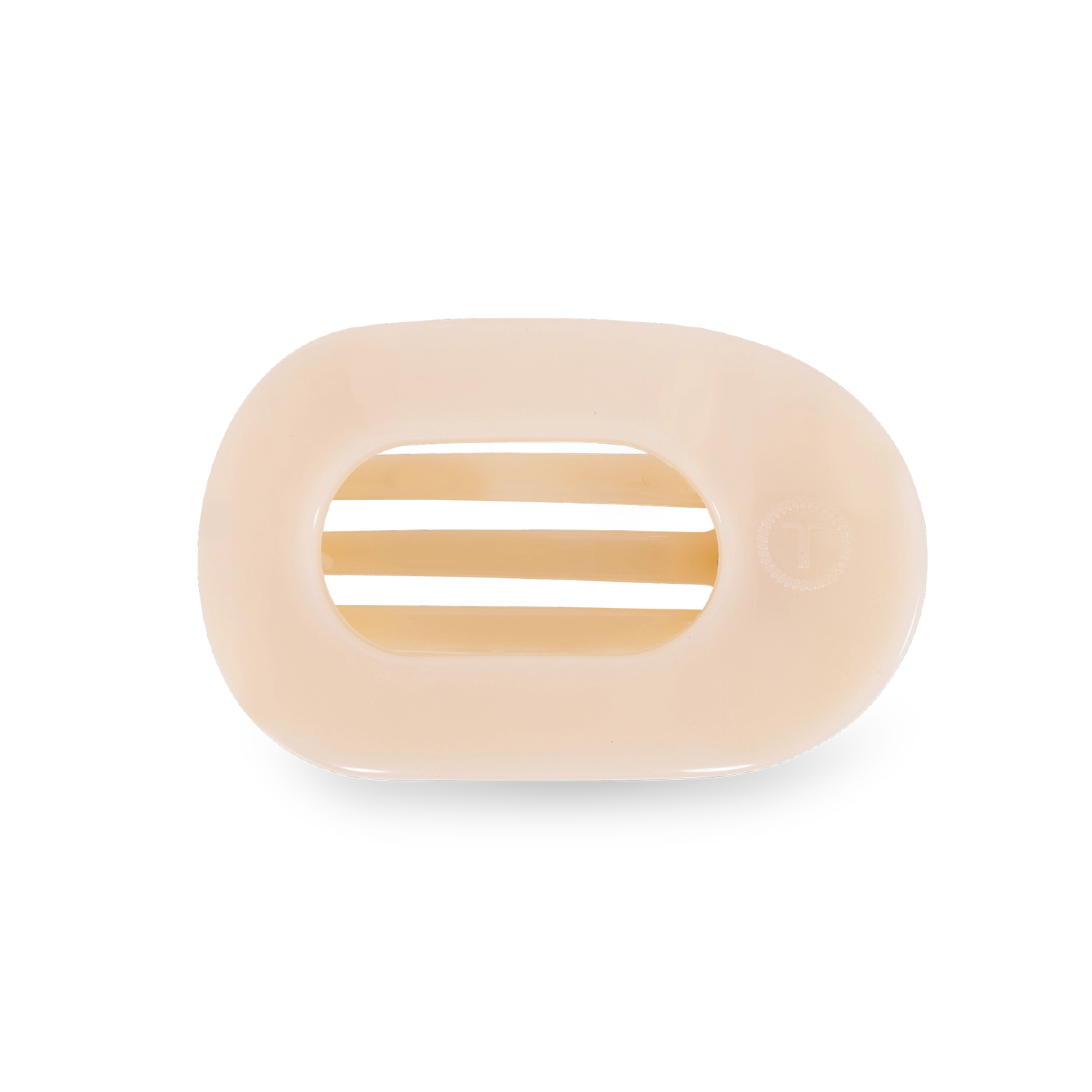 Almond Beige Small Flat Round Clip