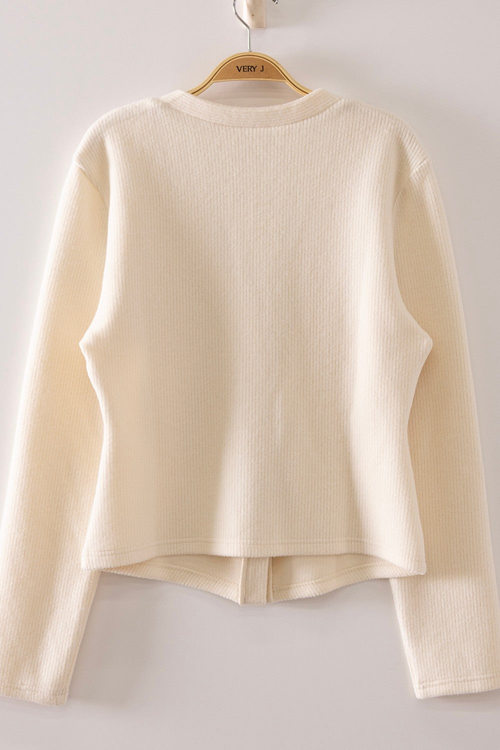 Ribbed Knit Cardigan - Cream