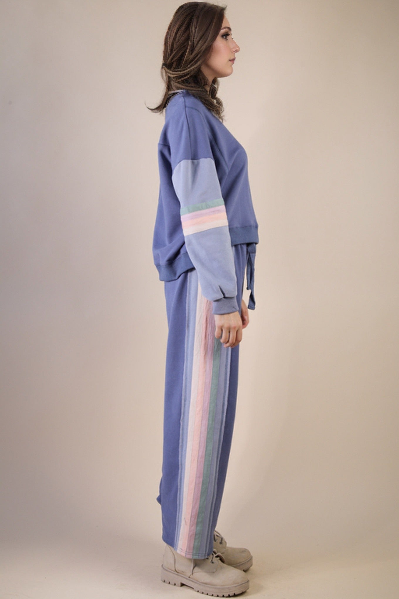 Knit Top & Pants Set - Denim