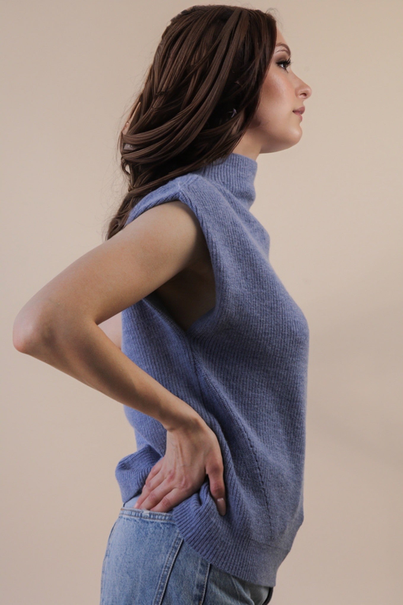 Soft Knit Sweater Vest - Slate Blue