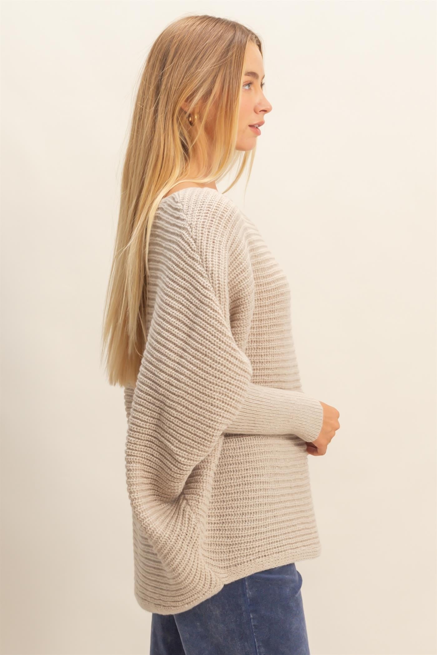 Oversized Knit Sweater - Taupe