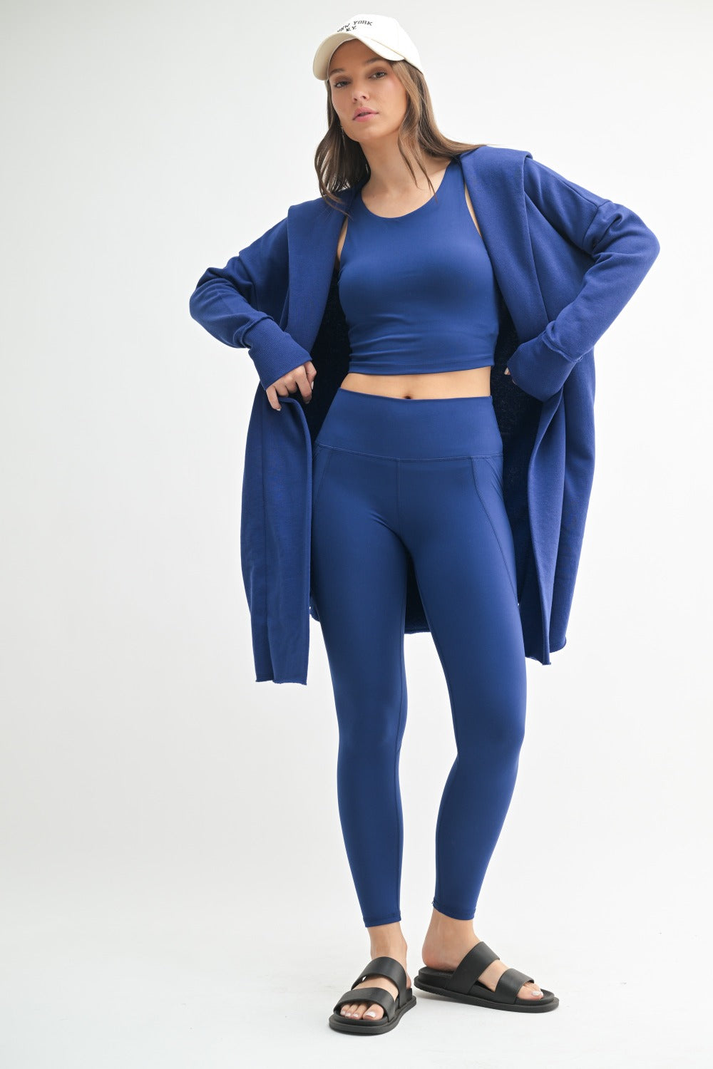 Longline Hoodie Cardigan - Blue Depth