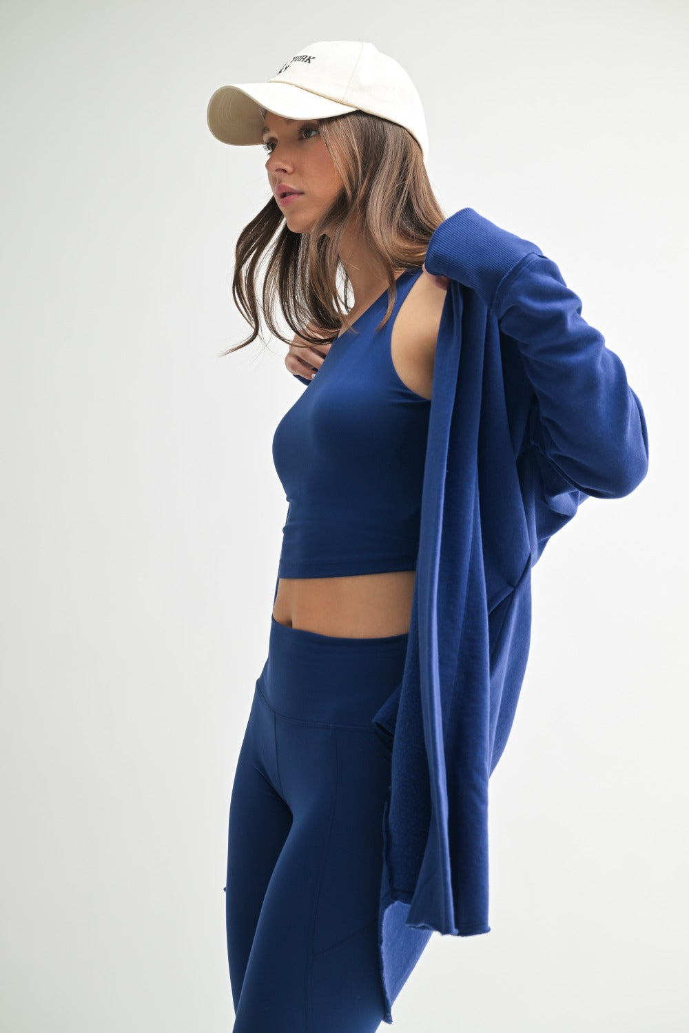 Longline Hoodie Cardigan - Blue Depth