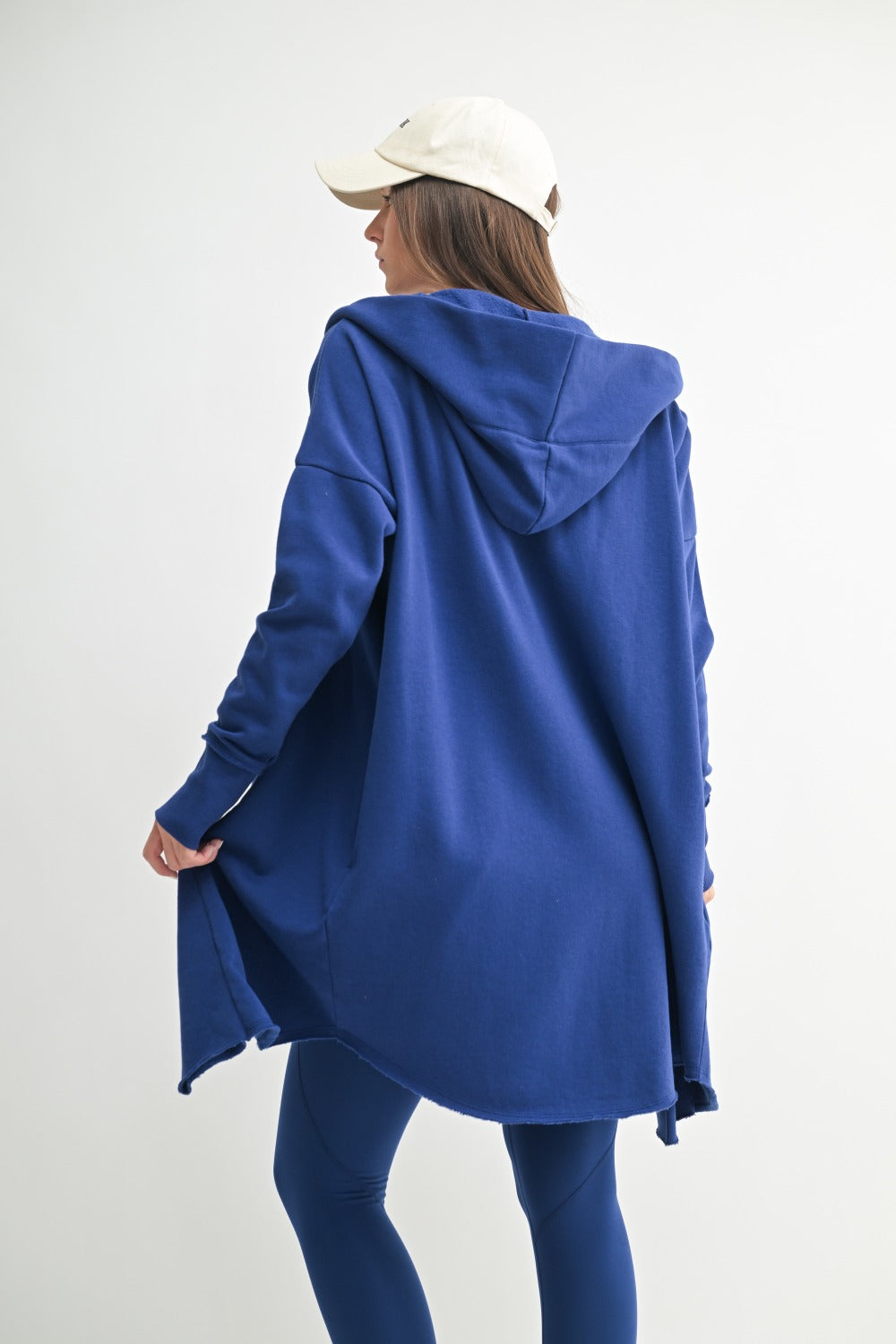Longline Hoodie Cardigan - Blue Depth