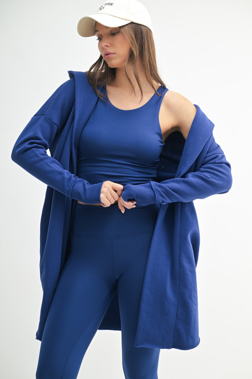 Longline Hoodie Cardigan - Blue Depth