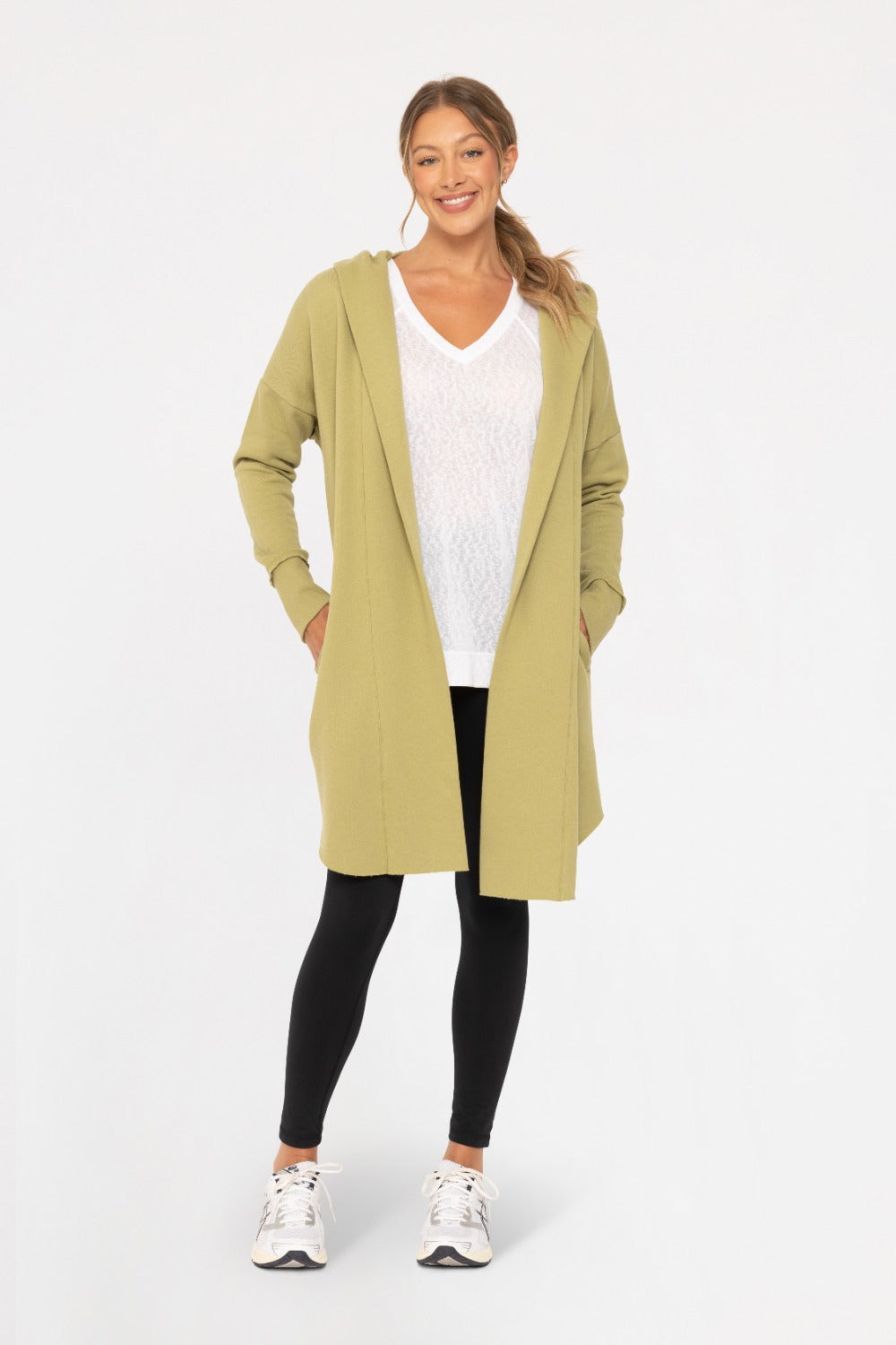Longline Hoodie Cardigan - Cactus