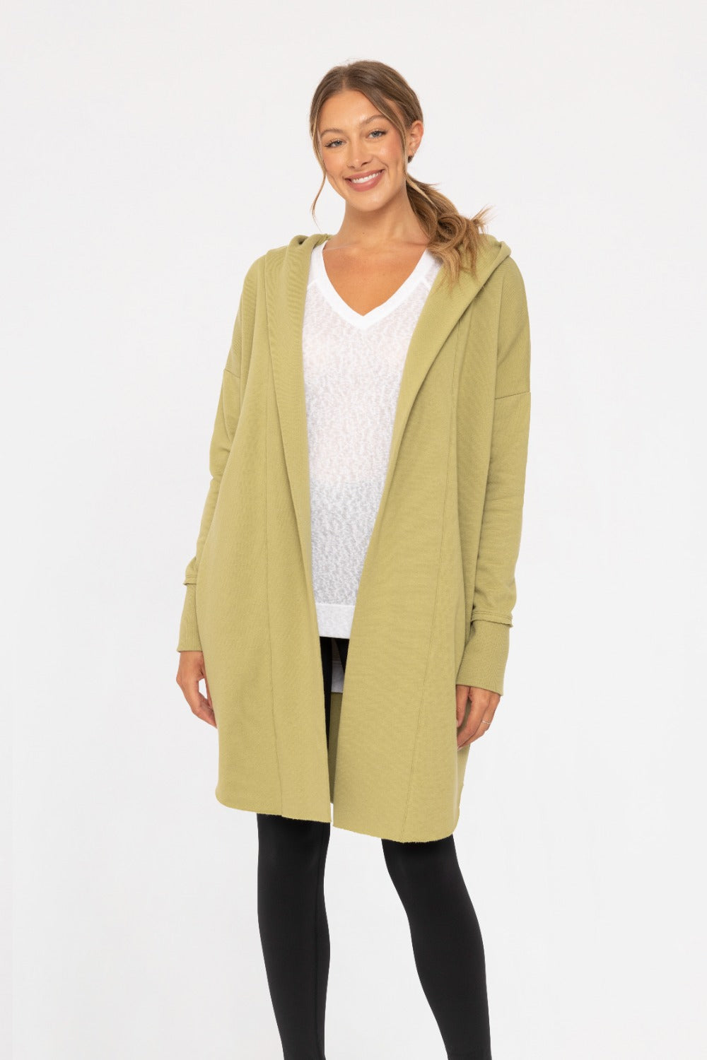 Longline Hoodie Cardigan - Cactus